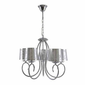 Distribuidor - Lâmpadas Diversas | Lâmpadas Clássicas | LAMPARA TAMPICO 5XE14 CROMO PANTALLA PLATA Ref: 122055020